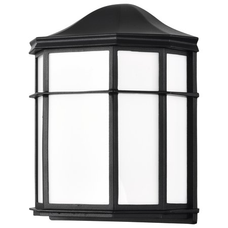 Nuvo LED Cage Lantern Fixture, Black Finish with White Linen Acrylic 62/1397